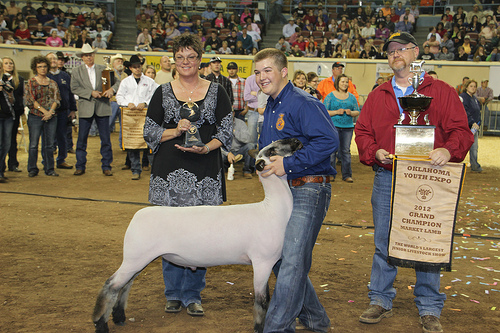 Tyler Rhodes of Indiahoma FFA Wins Grand Champion Lamb for Second Time in Three Years at OYE