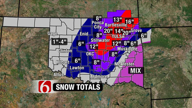 Snowfall Totals Record Large for February in Oklahoma