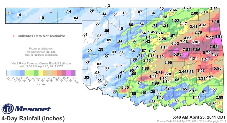 Eastern Oklahoma Records Abundant Rainfall- Parts of Western Oklahoma Left High and Dry