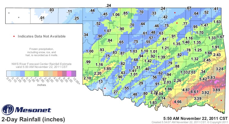 Major Rainfall Bands Shown On Mesonet Graphic- Check Them Out