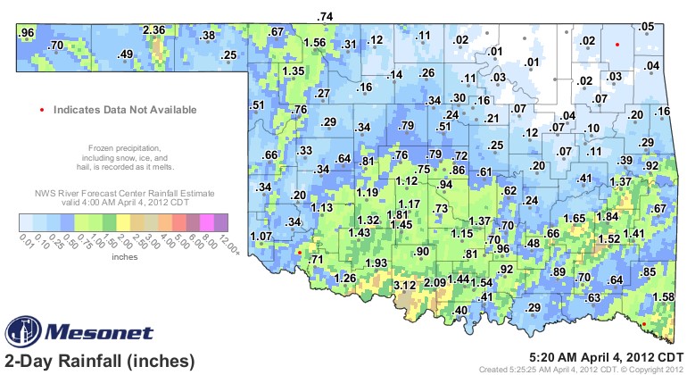 More Beneficial Rainfall Covers Southern Oklahoma- and the Panhandle.
