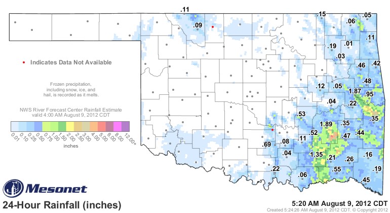 Rainfall Across Southeastern Oklahoma- the Latest Map