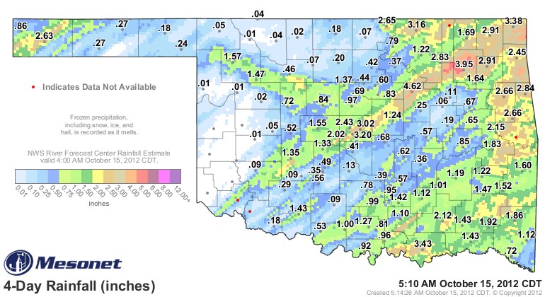 Rainfall- Who Got It and Who Did Not?  The Latest Graphic From the Mesonet
