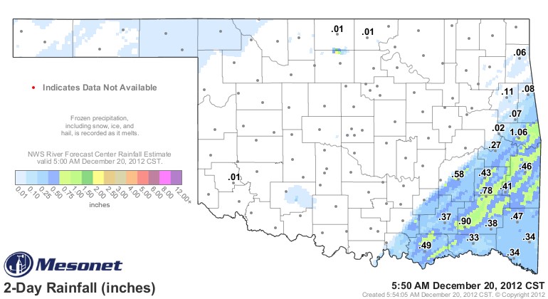 Sallisaw Records an Inch of Rain- Latest Mesonet Map Here