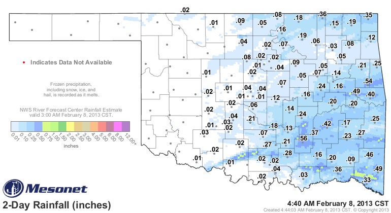 Rainfall Totals From Thursday Show Very Light Coverage in Eastern Half of Oklahoma- Take a  Look