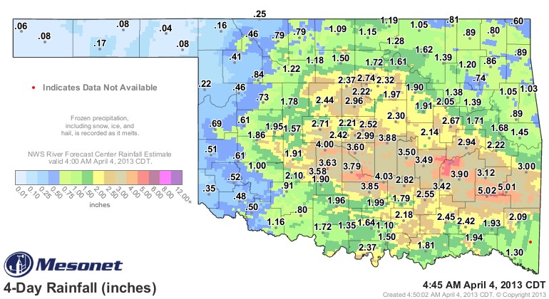 Drought Busting Rainfall Numbers Have Piled Up in Portions of the Middle of Oklahoma- The Latest Graphic 