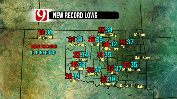 Cold Temperatures Wednesday Morning Smashed Previous Low Temp Records