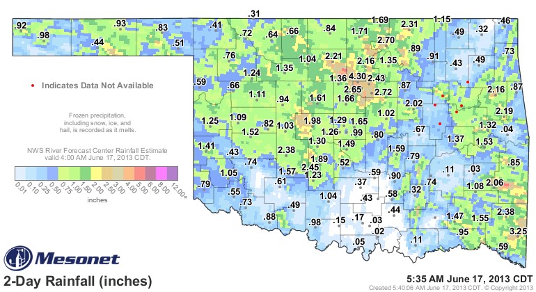 Border to Border Rains Fall Across Oklahoma as Week Begins- Here are the Latest Maps