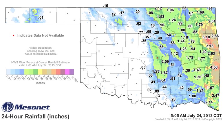 Heavy Rainfall and High Winds Roll Across Eastern Oklahoma- The Latest Graphic