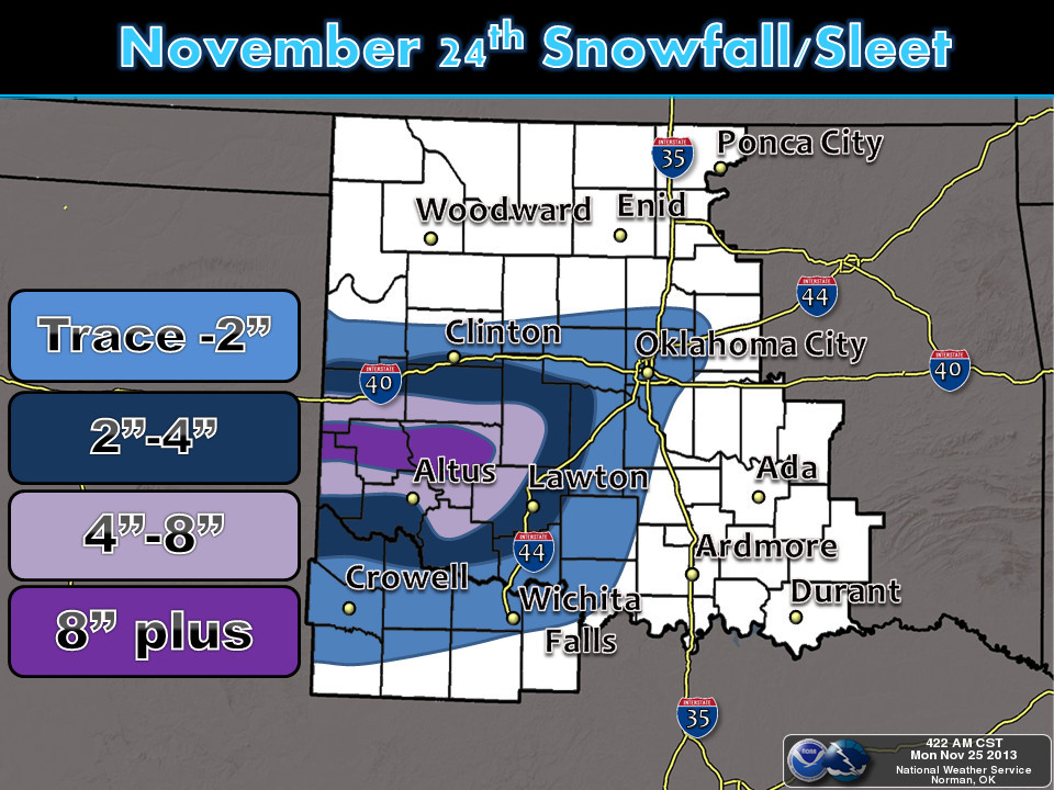 Snowfall Totals Help Bring Some Moisture into Dry Southwestern Oklahoma
