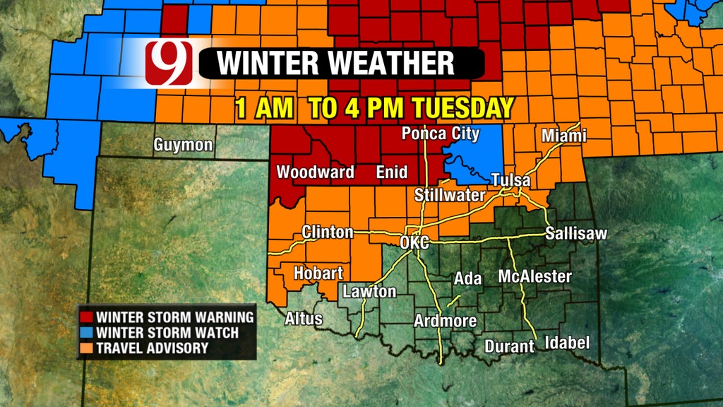 Northwest Oklahoma In the Bulls Eye For Next Snow Event on Tuesday- The Latest Graphics