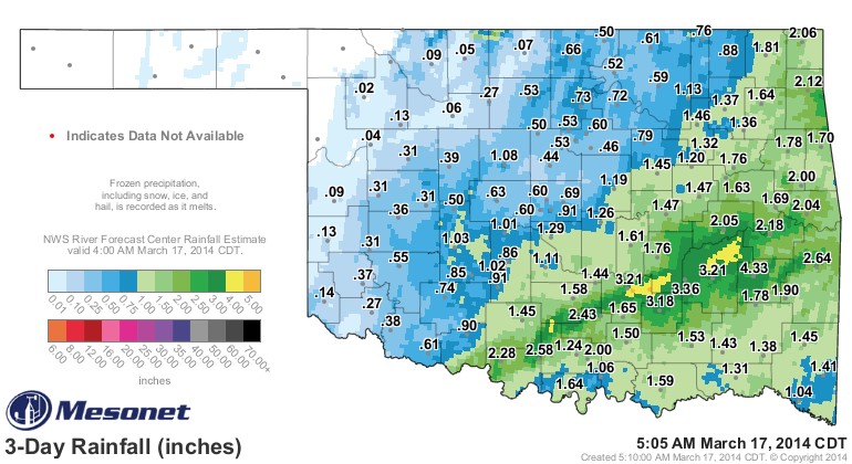 Rainfall Totals Good in Eastern Oklahoma- Fire Danger Likely in Western Oklahoma- Latest Maps