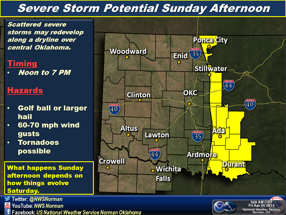 Oklahoma Weekend Severe Weather Timeline Shown in Maps