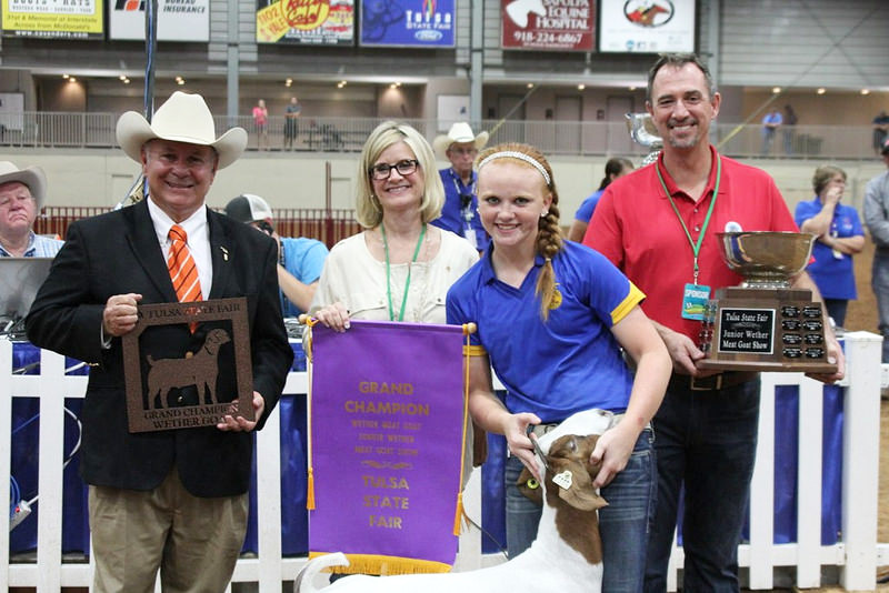 Johnna Stottlemyre of Luther FFA Shows Grand Champion Goat at Tulsa State Fair