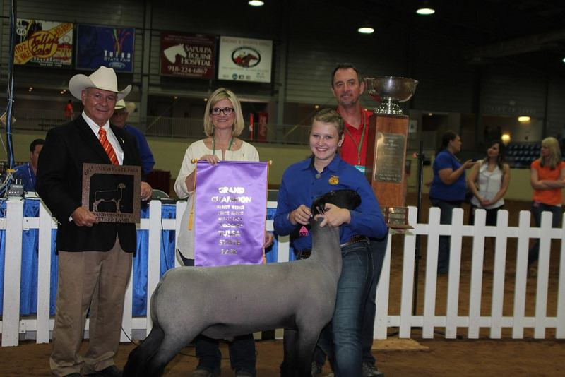 Emily Smith of Elk City FFA Shows Grand Champion Lamb at Tulsa State Fair