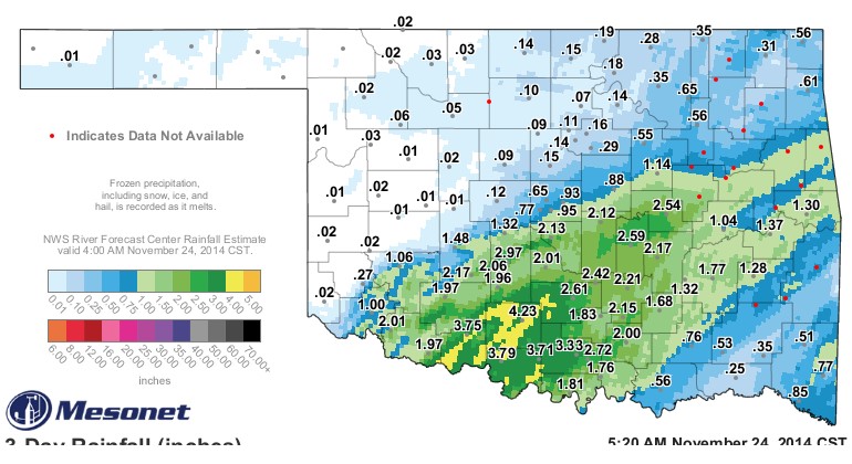 Rains Welcomed in Southwest Oklahoma and Points East- The Latest Map