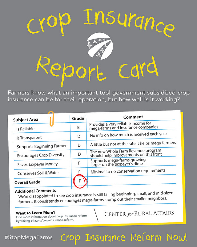 Center for Rural Affairs Gives Federal Crop Insurance a Failing Grade