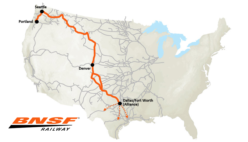 BNSF Offers New Direct Routing From Dallas-Ft Worth to Pacific Northwest