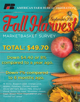 Eggs, Dairy, Chicken and Beef Prices All Down in Farm Bureau's Fall Harvest Marketbasket Survey