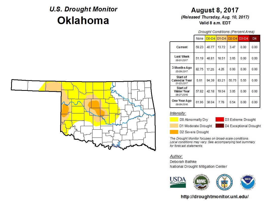 Drought Conditions Improve From a Week Ago in Western Oklahoma, With a Stormy Forecast Ahead