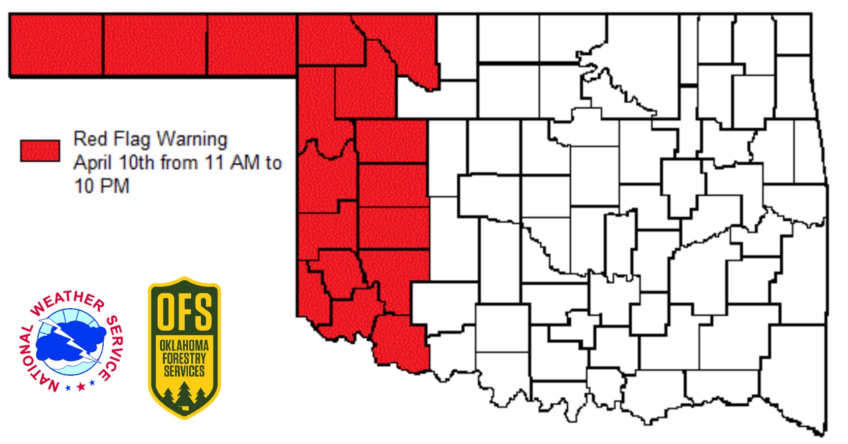 Red Flag Warning Issued for Western Oklahoma by State Forestry ServicesAmid Extreme Fire Danger