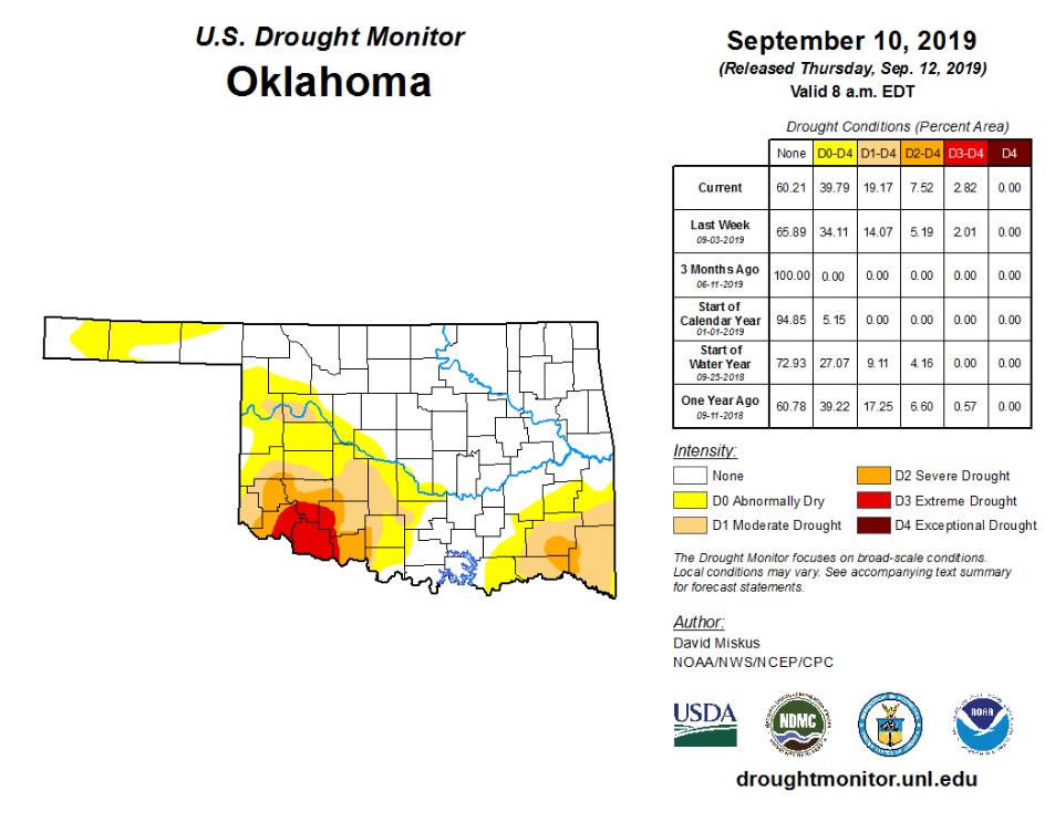 Drought Slowly Intensifying Across Southern Oklahoma in Rainfall's Absence
