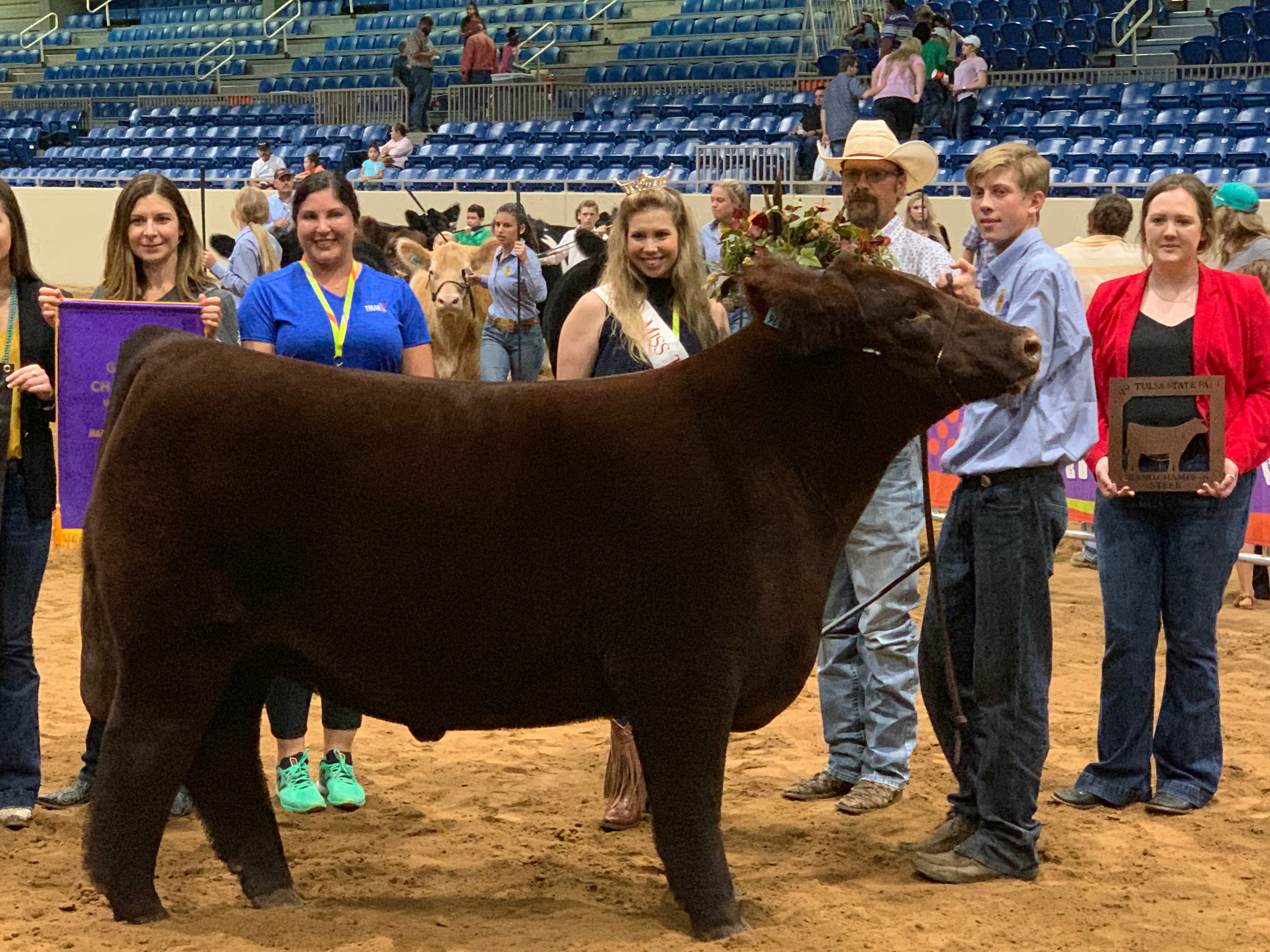 Grand Champion Steer Shown by Kaid Reininger of Newcastle FFA to Lead Off Premium Sale of Market Animals at Tulsa State Fair