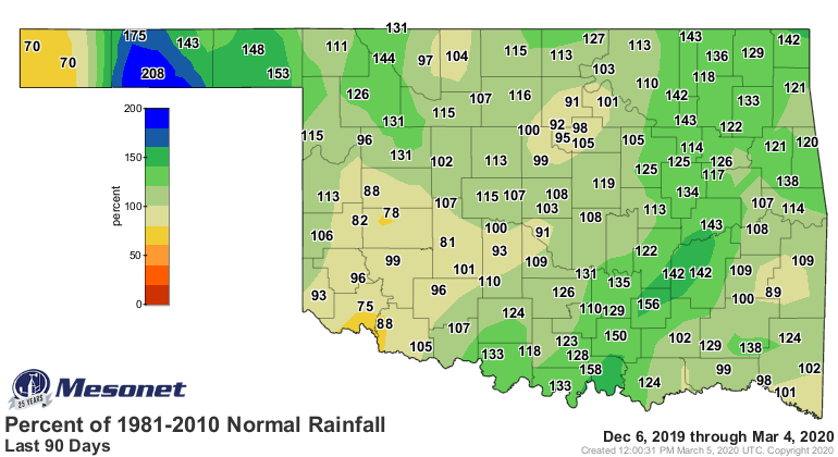 Latest Oklahoma Drought Monitor Shows Good Top-and Sub-soil Moisture Over the State