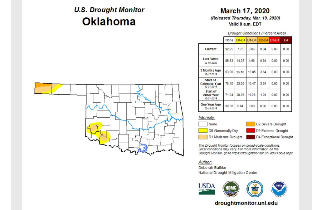 Latest Drought Monitor Map Shows All But Cimarron County Drought Free