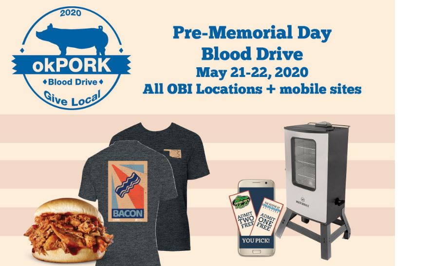 OkPORK to Host Pre-Memorial Day Blood Drive to Save Lives During COVID - 19 Pandemic