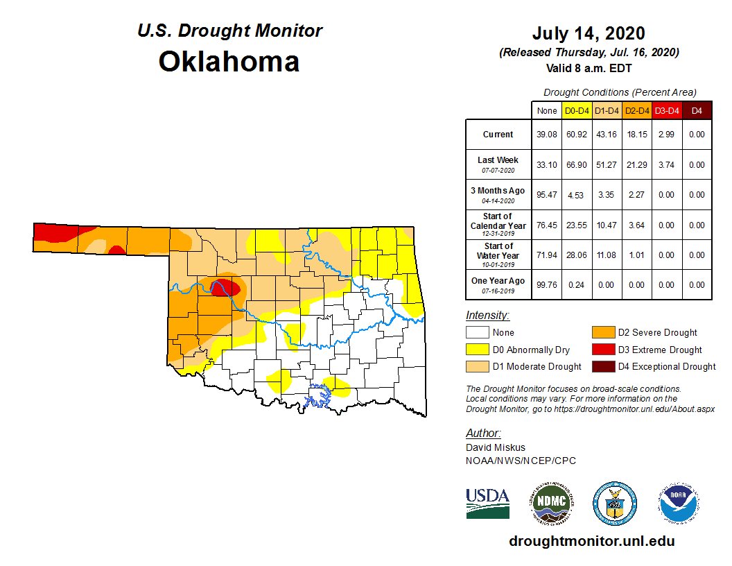 Unexpected Rainfall Amounts Improve Oklahoma's Drought Map