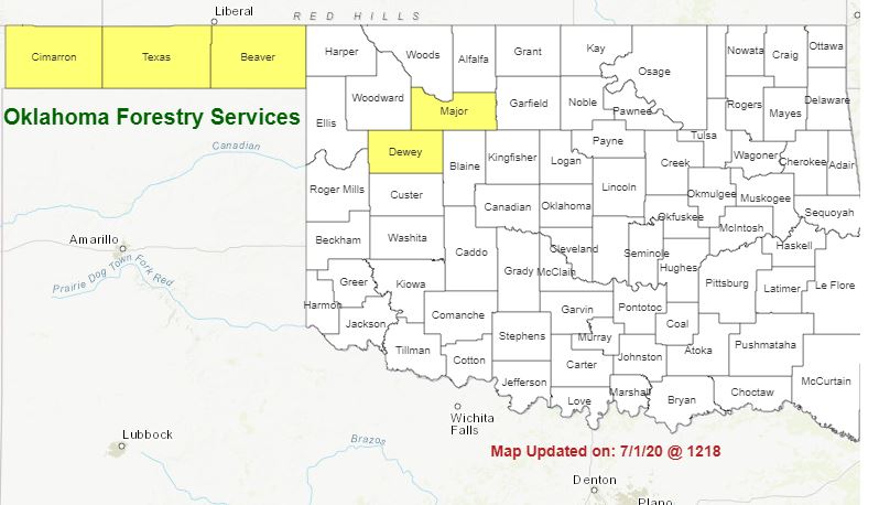 Latest Fire Situation Update for July 1  Shows Burn Bans in Cimarron, Texas, and Major Counties