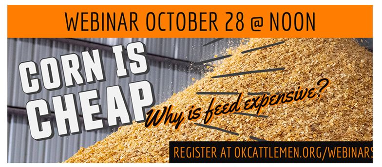 Corn is Cheap, So Why is Feed Expensive--Lunch Webinar Series Coming up Oct 28th 