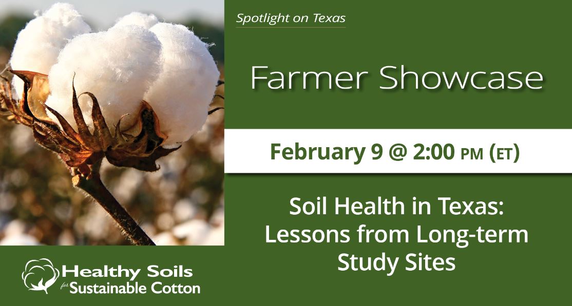Texas Cotton Farmers and Texas AgriLife Soil Health Specialists Will Share Lessons Learned During Virtual Soil Health Institute Cotton Farmer Showcase