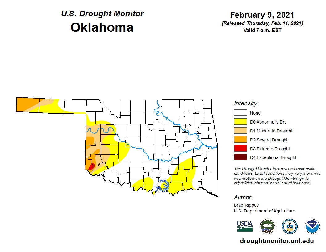 U.S. Drought Map Basically Unchanged as Brutal Cold Envelopes Much of The Country
