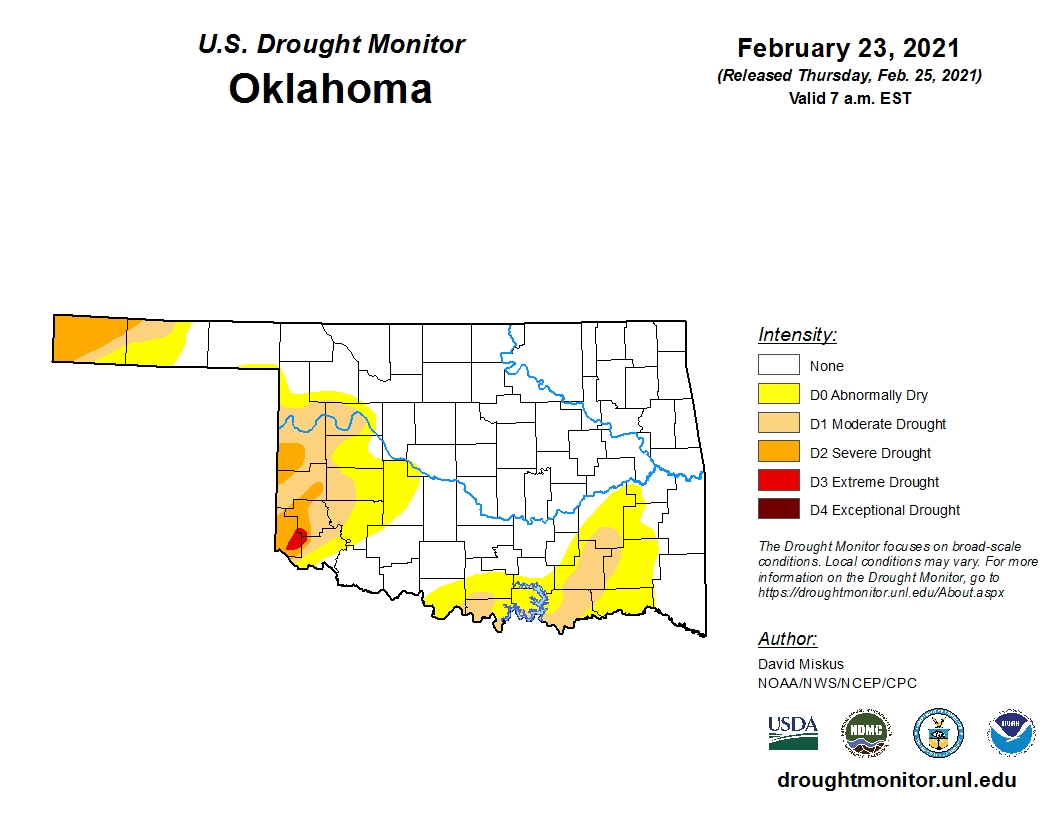 Latest U.S. Drought Monitor Map Shows Little Change But The Outlook is For a Dry, Warm Spring