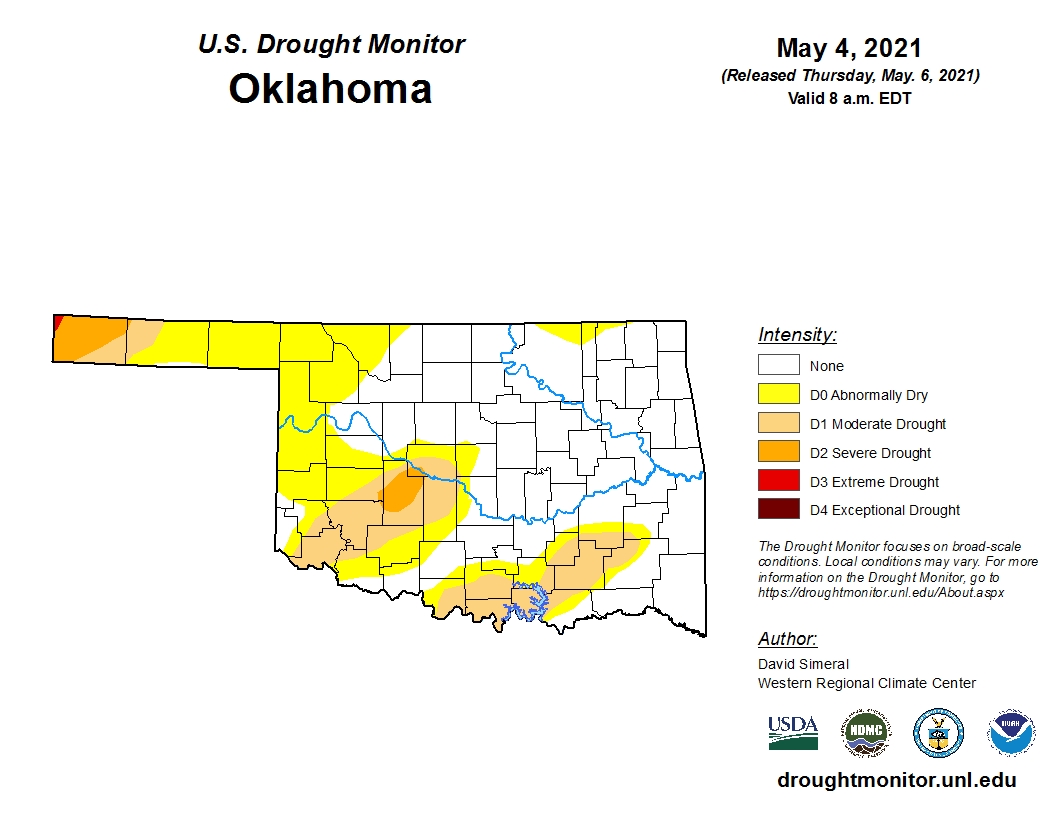 Latest Drought Monitor Map Shows Some  Improvement For Oklahoma And Other Areas of the High Plains