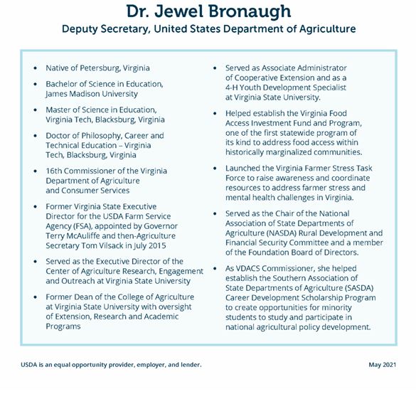 Who is Dr. Jewel Bronaugh, USDAs New Deputy Secretary of Agriculture?