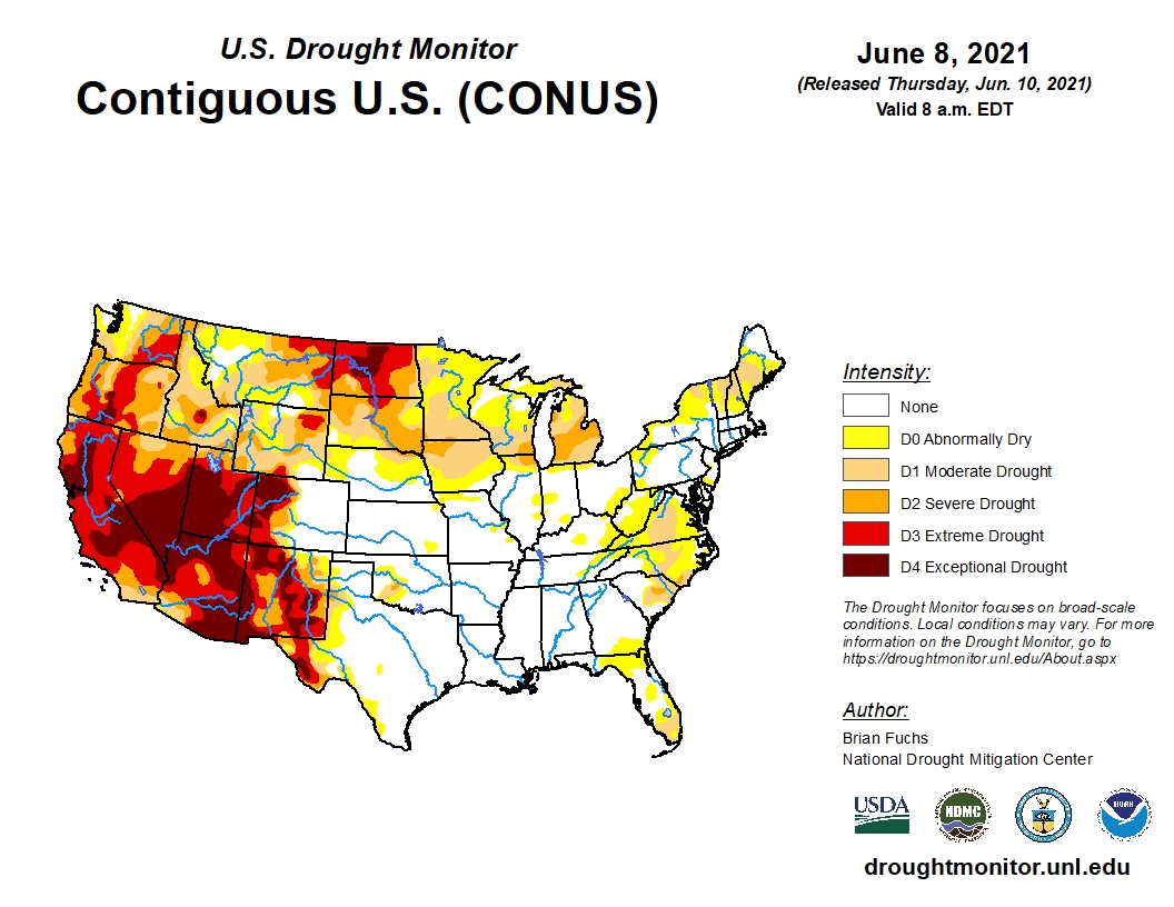 Latest U.S. Drought Monitor Map Show Iprovements Everywhere Except Western And Southwestern U.S.