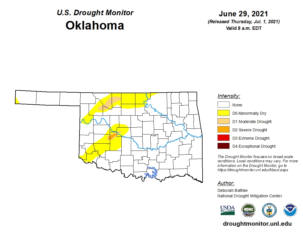 Latest U.S. Drought Map Shows Continued Expansion in Western and Northern U.S. as Heavy Rains Wipe Out Drought in Oklahoma 