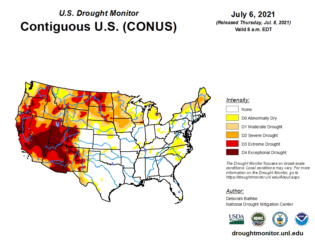 Drought Monitor Shows Scorching Conditions in Western U.S.