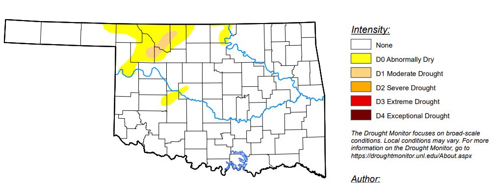 Oklahoma optimism is High as 91%  of the State remains Drought free According to the latest Drought Monitor 