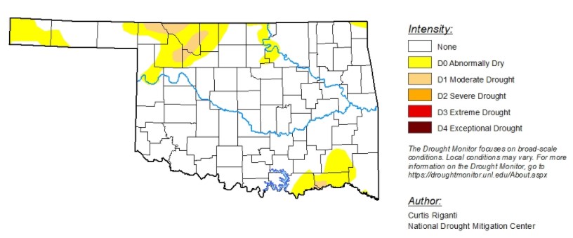 The Latest U.S. Drought Monitor Map Shows Drought Conditions in Oklahoma Remain