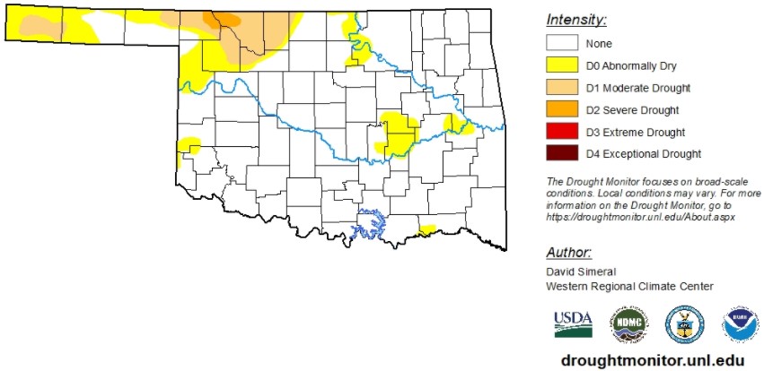 The Latest U.S. Drought Monitor Map Shows More Warm, Dry Weather for Oklahoma