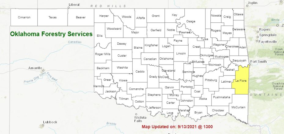 Latest Fire Situation Report Shows Burn Ban for LeFlore County, and Predominantly Dry Conditions