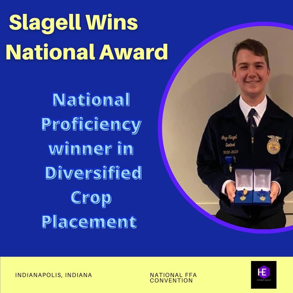 Meet Your 2021 National Proficiency Award Winner in Diversified Crops- Placement- Gage Slagell of Hydro Eakly  FFA