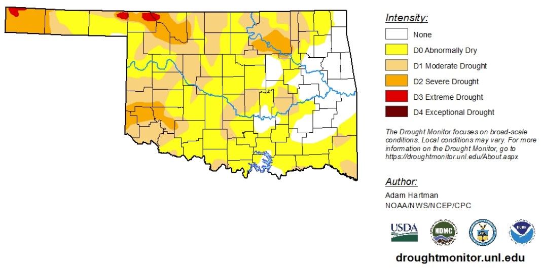 Latest Drought Monitor Report Shows Rain Improving Drought Conditions in Eastern Oklahoma