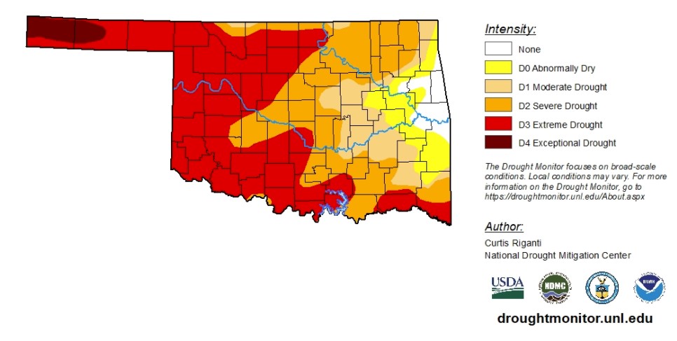 Drought Conditions Hold Steady as Winter Storm Blankets Most of Oklahoma in Snow