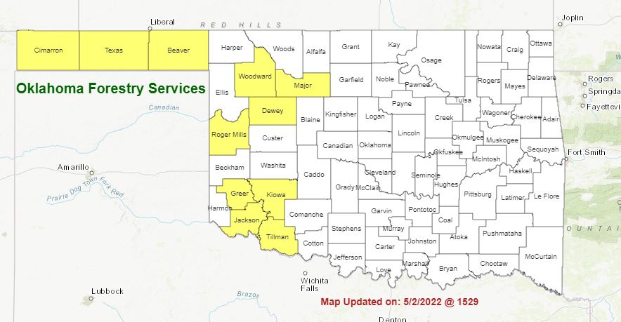 Red Flag Warning is in effect for the Oklahoma Panhandle and the Western Oklahoma Today