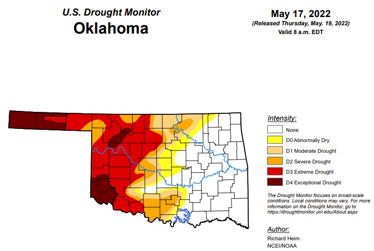 Drought in Central and Eastern Oklahoma Improves Significantly while Drought in the Western Half of the State Holds Steady